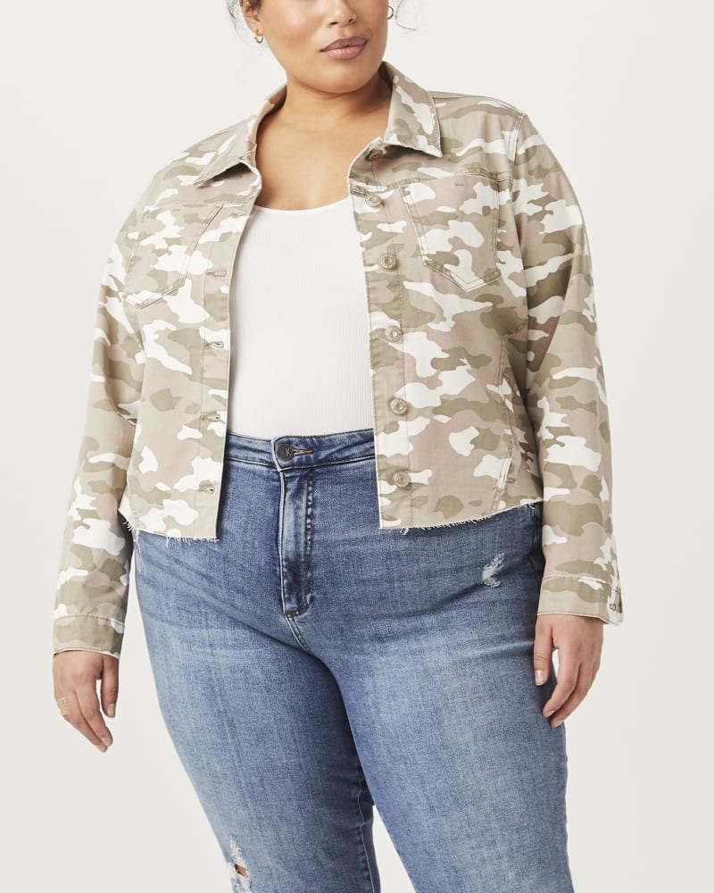 Alia Plus Size Jean Jacket Pink White